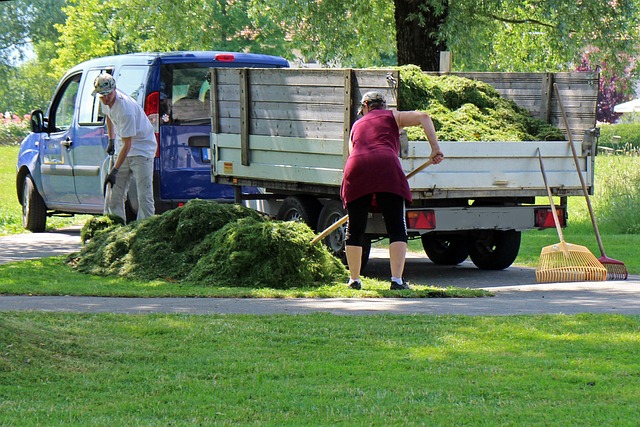 Landscaper working on garden